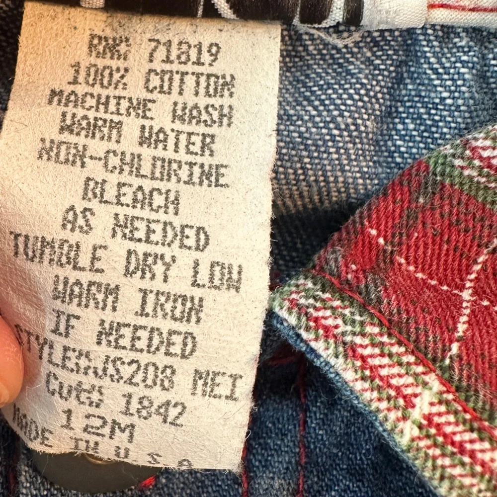 VTG LA Kid Denim & Plaid Jacket‎ 12M Unisex Baby Toddler